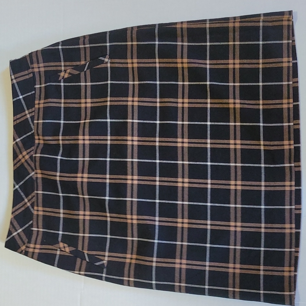 Laura Scott Plaid Skirt Black